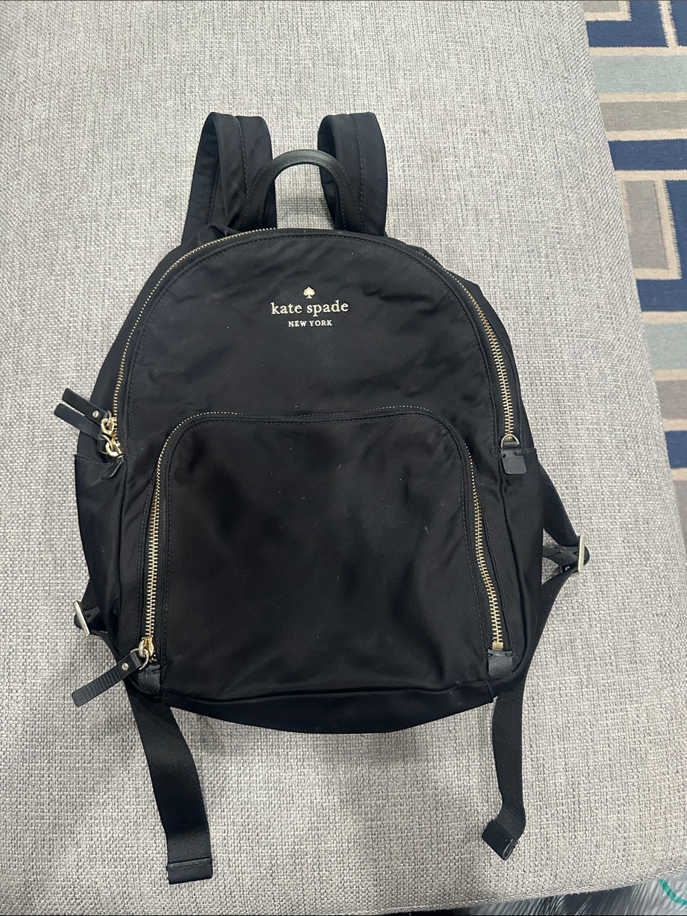kate spade black nylon backpack with gold-tone hardware